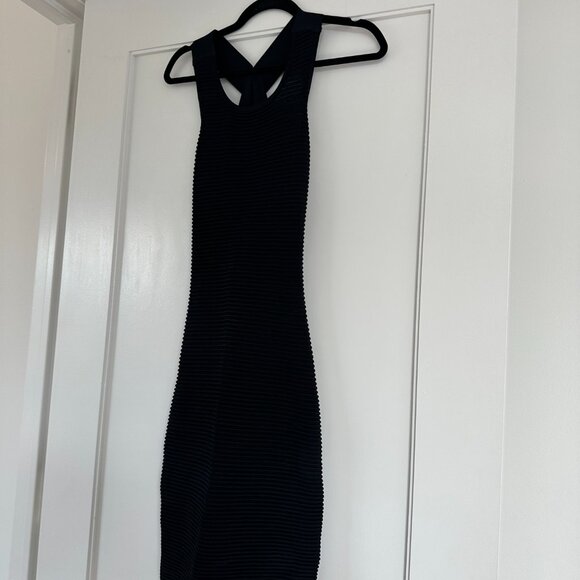 Jonathan Simkhai Ribbed Bodycon Midi Dress Criss-cross Open Back Sz Small Black - Picture 5 of 11